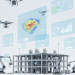AI integration in construction technology platforms illustrated with jobsite visuals and AI digital overlay.
