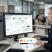 Hotel revenue manager analyzing segmented guest data on a digital dashboard