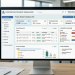 Visual dashboard of construction project financials and analytics tools on a digital screen
