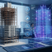 Secure construction software interface showing SSO, MFA, and data encryption locks